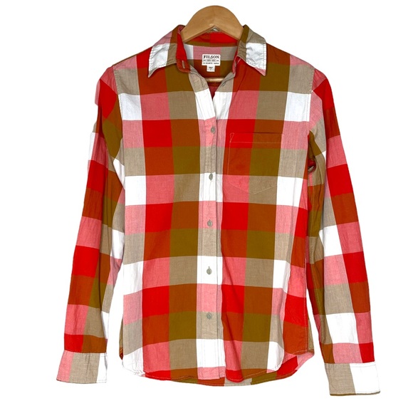 Filson Plaid Button Down Shirt Size Small Lightweight 100% Cotton Fall Western - Picture 1 of 6